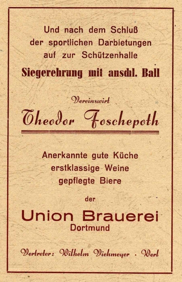 SuS Festschrift-Inserat von Theo Foschepoth 1949